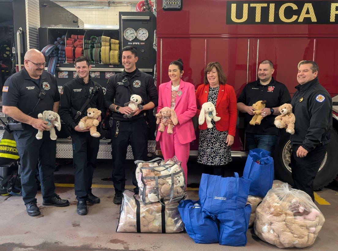 Teddy Bears Delivered to Utica Fire Department to Comfort Children in Crisis