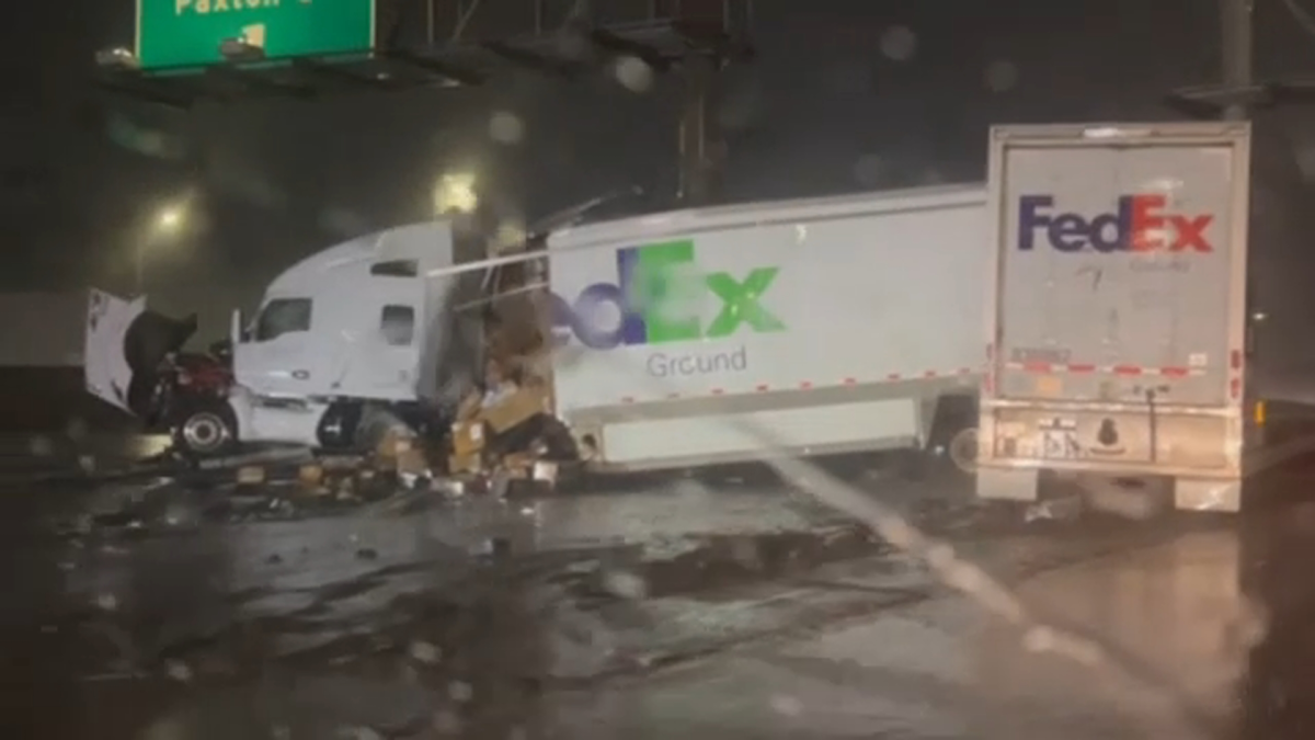 FedEx Truck Crash Forces Closure of 5 Freeway in San Fernando